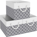 Fab totes Storage Bins [3-Pack], Foldable Storage Baskets for Organizing Toys, Books, Shelves, Closet, Large Storage Box with
