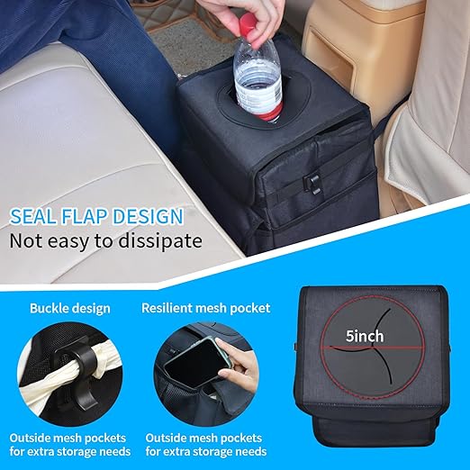 Car Trash Can，Two-Pack Large and Small Combination Hanging Detachable Foldable Car Trash Can，100% Waterproof Suitable for SUV, Sedan, Truck Multi-Purpose Storage Box