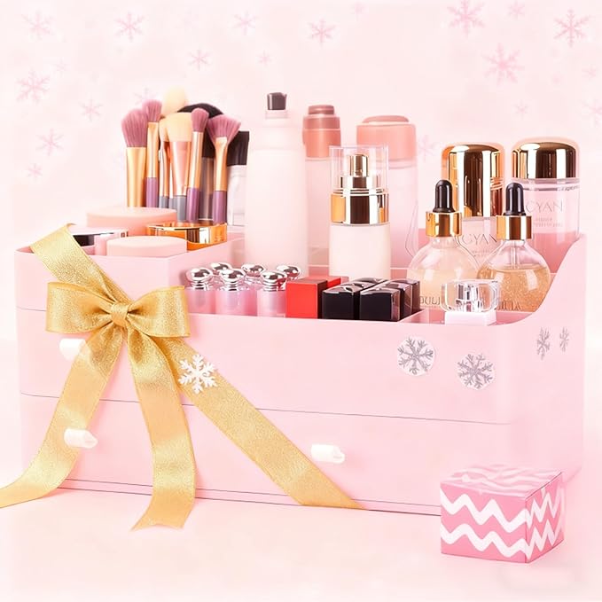 ONXE Makeup Organizer with Drawers,Large Capacity Countertop Organizer for Vanity,Bathroom and Bedroom Desk Cosmetics Organiz