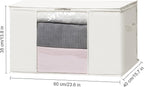 TYEERS Large Storage Bags with Zipper and Clear Window, Cotton Blended Fabric Storage Containers for Seasonal Clothes and Bed