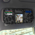 Leopard Sun Visor Organizer Small Auto Interior Visor Storage Pouch Holder with Zipper Auto Sunshade Organizer Bag, Multi-Pocket Sunvisor Storage Fashion Car Accessories
