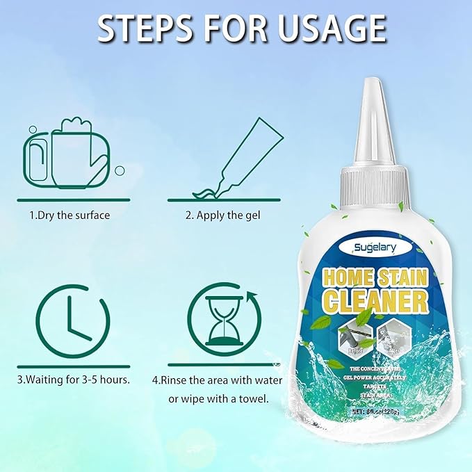 Sugelary Mold Stain Cleaner, 8 Fl oz All-Purpose Gel for Washing Machine Cleaner Front Loader Seal, Household Cleaner Gel for