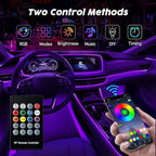 Interior Car Lights, SAMGCHI USB Car LED Strip Lights, Car Ambient Lighting Kit with 236 inches Fiber Optic, RGB EL Wire Lights APP and RF Remote Control Music Sync and DIY Mode DC 12V