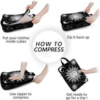 6 Pcs Compression Packing Cubes Waterproof Suitcase Travel Bag Luggage Backpack Organizer Travel Cubes for Packing-Gothic Sty