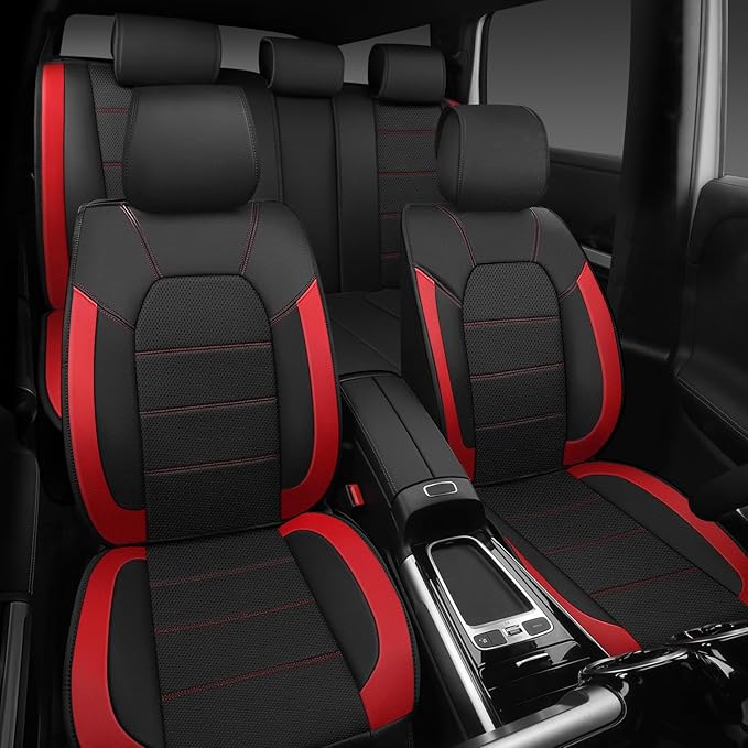 CAR PASS 5 Seats Leather Car Seat Covers, Sideless Car Seat Protectors with Storage Pocket, Water Resistance Seat Cover, Univ
