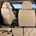 Coverado Car Seat Covers Full Set, Luxury Faux Leather Waterproof Seat Cover, 5 Seat Universal Seat Covers for Cars, Front an
