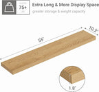 Vivelove 55 inch Long Floating Shelves for Wall, 10.3" Deep & Thicker Storage Shelf for Living Room, Kitchen, Farmhouse,Wall 