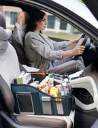 YOHOOLYO Car Seat Organizer Backseat Car Organizer with 4 Compartments, 4 Cup Holders and 7 Mesh Pockets for Front and Rear Seat, Blue