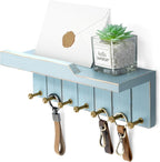 Rebee Vision Key Holder Wall Mount for Boho Decor - Key and Mail Holder for Wall with 7 Sturdy Key Hooks and Floating Shelf -