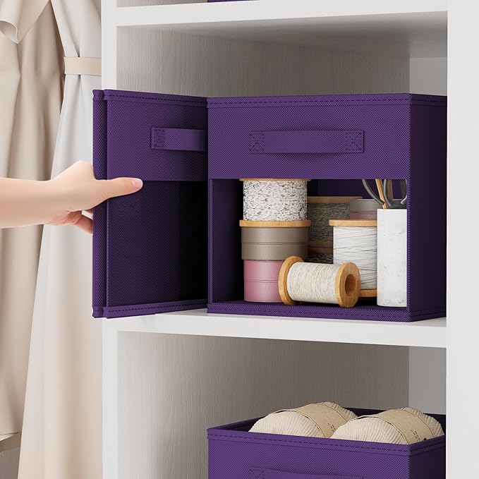 DIMJ Storage Cubes, Cube Storage Bin, 8 Pack Foldable Baskets with Window, Closet Storage Bins with Handle, 11x 11 inch Stora