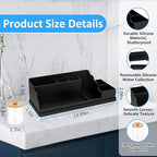 Bathroom Counter Organizer, Black Silicone Toothbrush Holders for Bathrooms Organizer Countertop with 3PCS Qtip Holder, Tooth