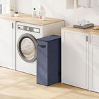 SOLEDI Slim Laundry Hamper with Lid, Narrow Laundry Basket with Removable Bags, Dirty Clothes Hamper with handle, Small Hampe