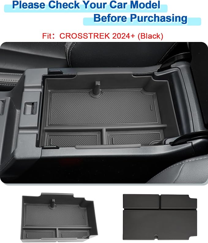 2024 2025 2026 Crosstrek Center Console Organizer for Subaru Crosstrek (Base/Premium/Sport/Limited/Wilderness), 2025 Crosstrek Console Tray 2026 Crosstrek&Impreza Accessories (with Black Mats)
