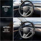 Carbon Fiber Steering Wheel Cover with Anti-Slip Lining and Segmented Design 2pcs Universal Steering Wheel Protector for Men 