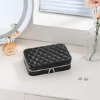 Lolalet Travel Jewelry Case for Women Girls, Travel Jewelry Organizer Box with Mirror & Clear Storage Bag, Small Portable Ear