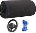 Suede Leather Steering Wheel Cover Wrap Kit - DIY Stitch-On for 15-16" Wheels, Superior Sweat Absorption & Non-Slip Grip, Comfortable & Durable Year-Round Upgrade