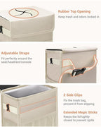 Capolo Car Trash Can with Lid, Leakproof Car Trash Bag Hanging Waterproof Automotive Garbage Can with Storage Pockets Mini Vehicle Trash Bin for Back/Front Seat(Beige,3 Gallon)