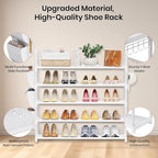 VILICK Shoe Rack for Closet Shoe Organizer Space Saver Storage for 20-25 Pair Shoe Shelf with Hook and Side Pocket Free Stand