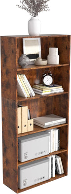 Wooden 5 Tier Book Shelf,5 Cube Storage Organizer,5 Tier Low Bookcase Storage Display Organizer, 54 Inch Versatile Cubes Shel