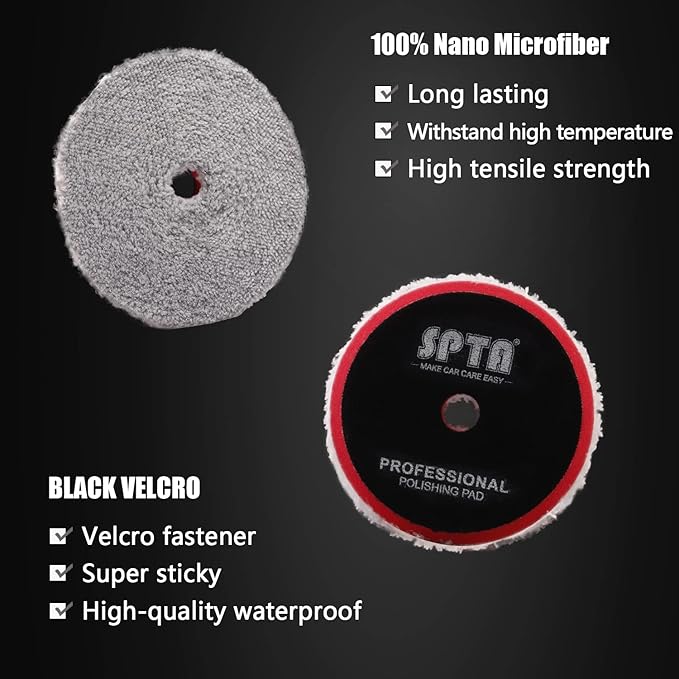 Buffing Polishing Pads, SPTA 7Pc 5.5 Inch Face for 5Inch 125mm Backing Plate Compound Buffing Sponge Pads Cutting Polishing Pad Kit for Car Buffer Polisher Compounding, Polishing and Waxing -A1094MIX