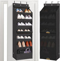 STORAGE MANIAC Over the Door Shoe Organizer with Curtain Dustproof Heavy-Duty Large Deep Pocket Hanging Shoe Organizer for Cl