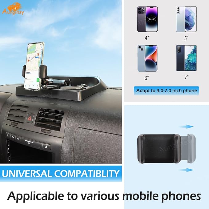 Aunginsy Center Console Dash Storage Tray Compatible with Hummer H3 2005-2009, Car Dashboard Multi-Functional Phone Holder Storage Box Dash Organizer Tray Insert with Mobile Phone Mount Accessories