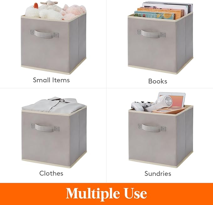 Lifewit Storage Cubes, Foldable Decorative Fabric Storage Baskets for Organizing Home Organizers with Handles for Shelves, Cl