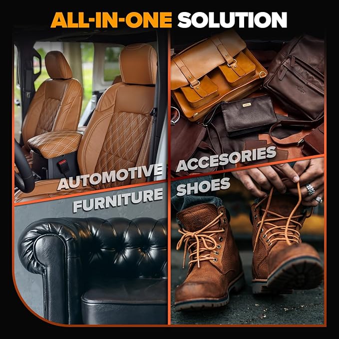 Leather Couch Conditioner & Restorer - Full Leather Restore & Conditioning Kit with Applicator Pad for Car Seats, Couch, Furn