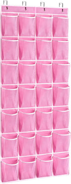 KEEPJOY 28 Pocket Over The Door Shoe Organizer, 2Pack Hanging Shoe Organizer for Door, Hanging Door Shoe Holder Rack with Mes