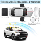 3PCS Car Window Shades Front Windshield Sun Shade Foldable Window Shade Custom Fit for 2017-2024 Jeep Compass Accessories Car Shades for Front Windows Anti-UV Rays Block Heat