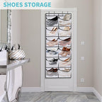 2 Packs Over the Door Shoe Organizer, 24 Extra Large Mesh Pockets Hanging Shoe Boots Rack Holder, Closet Hanging Organizers f