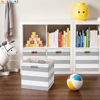 11x11 Cube Storage Bins, Collapsible Fabric Storage Cubes, Cubby Storage Organizer Bins Striped Container Baskets for Organiz