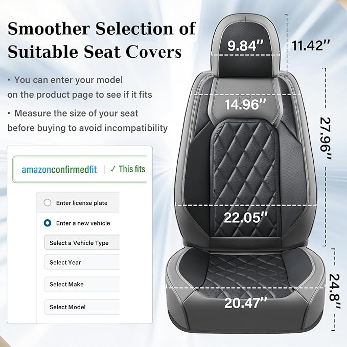 Coverado Seat Covers Full Set, Faux Leather Seat Covers for Car, Waterproof Car Seat Protectors 5 Seats, Automotive Seat Cove