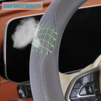 Nappa Leather Steering Wheel Cover, Advanced Microfiber Leather Non-Slip Breathable Fabric, Warm in Winter and Cool in Summer