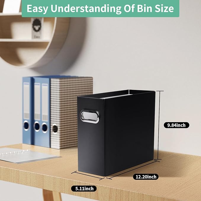 Collapsible File Organizer Box with Handle,12.20x5.11x9.84Inches, Filing Organizer for Home or Office, Small Portable File Bo