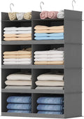Lifewit Dual-Row Shelf Hanging Closet Organizer and Storage, Clothes Shelves with 3 Sturdy Hooks for Clothing Organization, F