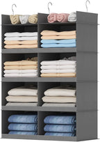 Lifewit Dual-Row Shelf Hanging Closet Organizer and Storage, Clothes Shelves with 3 Sturdy Hooks for Clothing Organization, F