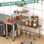 ZHWS Bathroom Counter Organizer Corner Countertop Shelf Adjustable 3 Tier Corner Shelf Kitchen Counter Organizer with 4 Metal
