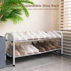 Gonfoam 2-Tier Expandable Shoe Rack,Adjustable Shoe Shelf Storage Organizer Heavy Duty Metal Free Standing Shoe Rack for Entr