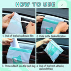 52pcs Car Trash Bags Easy Stick-On Disposable Portable Car Garbage Bags, Waterproof Leak Proof Barf Vomit Bags, Self Adhesive Cleaning Bags for Cars, Bedrooms, Bathrooms, Offices, Kitchens - Pattern A
