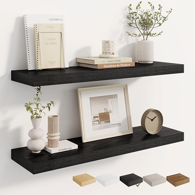 Dreamland 8" Deep Long Floating Shelves, 32 Inches Floating Shelves for Wall Set of 2, Large Display & Storage Shelf, Wall Sh