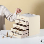 Frebeauty Clear Lid Jewelry Box,5-Layer Jewelry Organizer with Drawer,PU Leather Jewelry Organizers and Storage,Jewelry Boxes