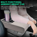 Car Center Console Armrest Pillow, Memory Foam Auto Armrest Box Cover with Cup Holder & Phone Holder, Waterproof Leather Arm Rest Protector Cushion, Interior Car Accessories (Gray)