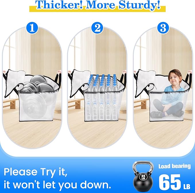 BlissTotes 2-Pack Large Moving Bags with Backpack Straps & Strong Zippers, Heavy-Duty Storage Bags Moving Boxes for Space Sav
