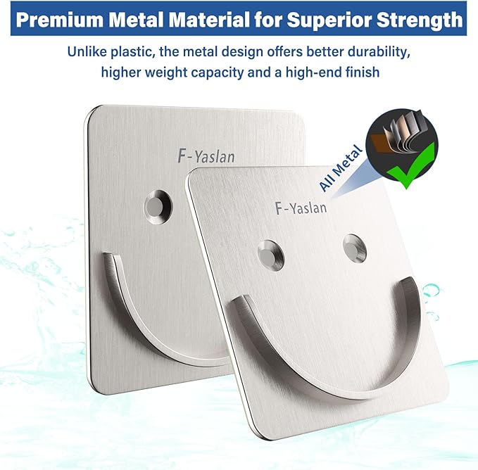 Brushed Metal Shower Rod Holders 2 Pack, Heavy-Duty Adhesive Shower Curtain Rod Brackets, No Drilling/Screw Mount, Rustproof 