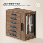 HOOBRO Jewelry Box for Women, Jewelry Organizer Box, 6-Tier Wooden Jewelry Box, Jewelry Case with Side Transparent Window, Cr