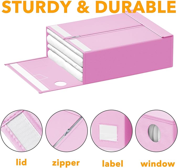 SpaceAid 12 Pack Bed Sheet Organizers and Storage, Foldable Sheet Organizer for Linen Closet, Sheets Set Folder Keeper with W