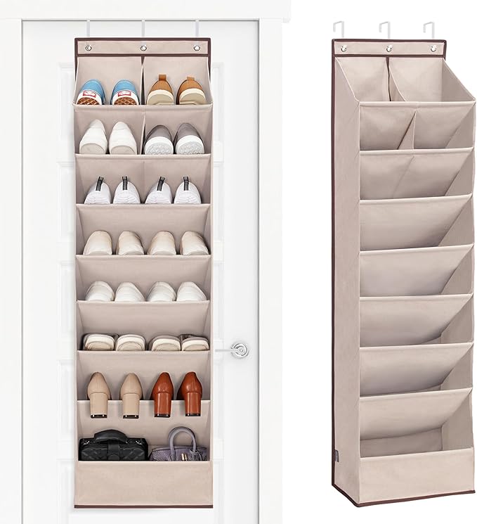 STORAGE MANIAC Over the Door Shoe Organizer Heavy-Duty Large Deep Pocket Hanging Shoe Organizer Shoe Rack Door Closet Shoe Or