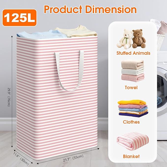 3 Pack Large Laundry Basket,Waterproof & Freestanding Laundry Hamper,Collapsible Clothes Hampers with Easy Carry Long & Reinf