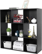SUPER DEAL 9 Cube Open Shelf Bookcase 3 Tier Bookshelf Wood Cabinet Storage Organizer Display Shelves with 5 Removable Back P
